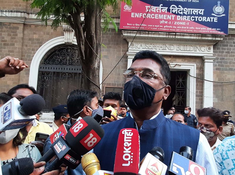 Shiv Sena MLA Pratap Sarnaik arrives at ED office in Mumbai in connection with money laundering case