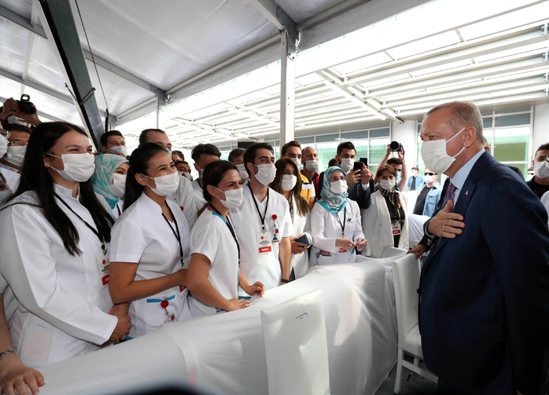 Istanbul: Turkish President Recep Tayyip Erdogan attends the opening ceremony of a hospital
