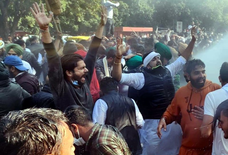 Youth Congress leaders agitating against farm laws near Haryana CM's residence