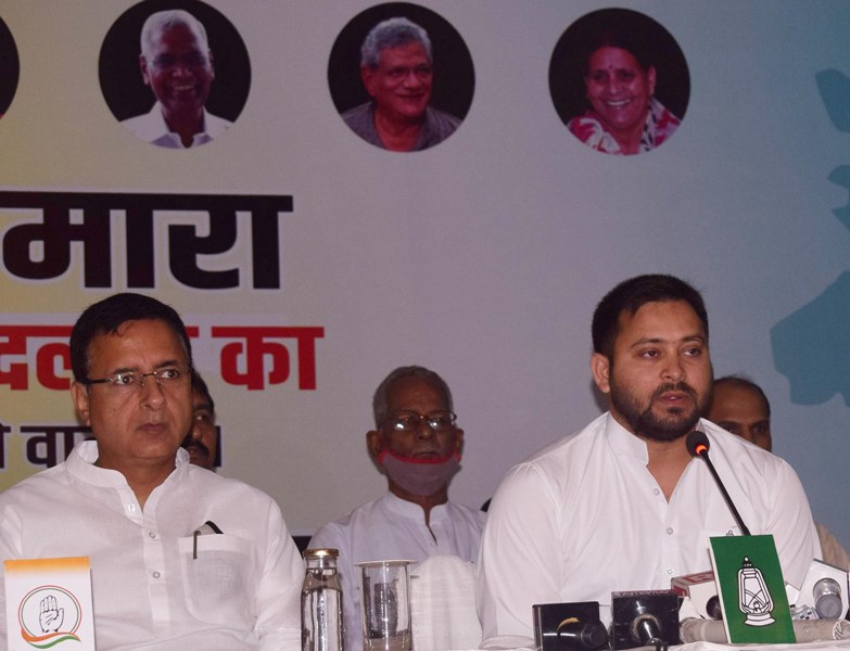 Bihar Polls: Tejashwi Yadav and Congress’ Randeep Surjewala hold press conference