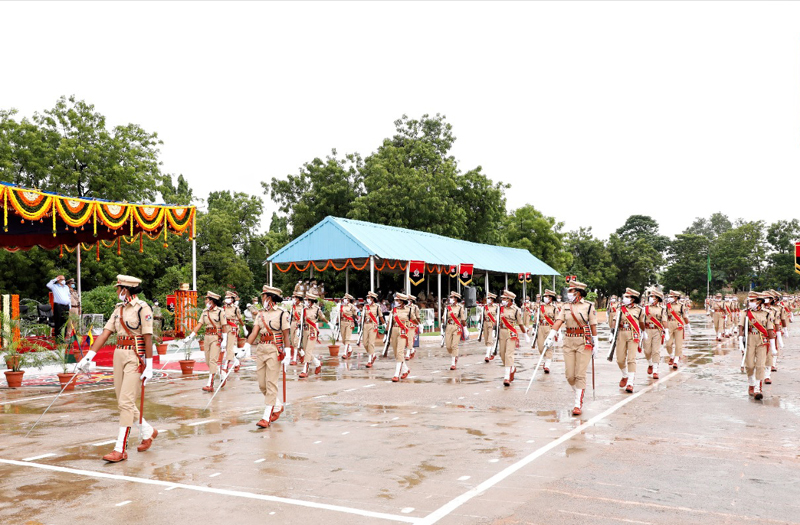 SCR General Manager Gajanan Mallya addresses Passing Out Parade of 83 women Sub-Inspector Cadets