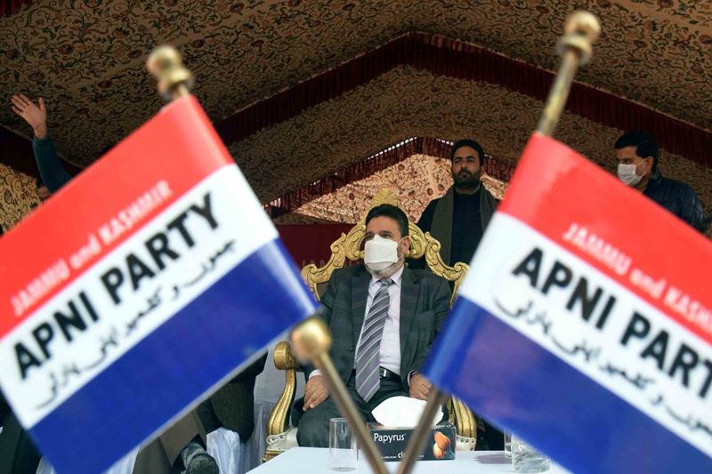 Kashmir: Apni Party president Altaf Bukhari ar a rally in Srinagar
