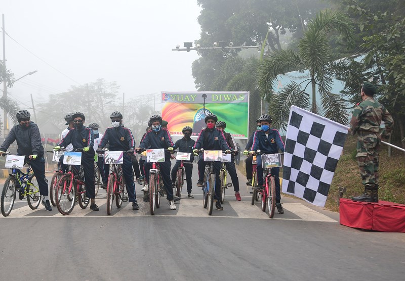 NCC Cadets cycling on occasion of Vijay Diwas