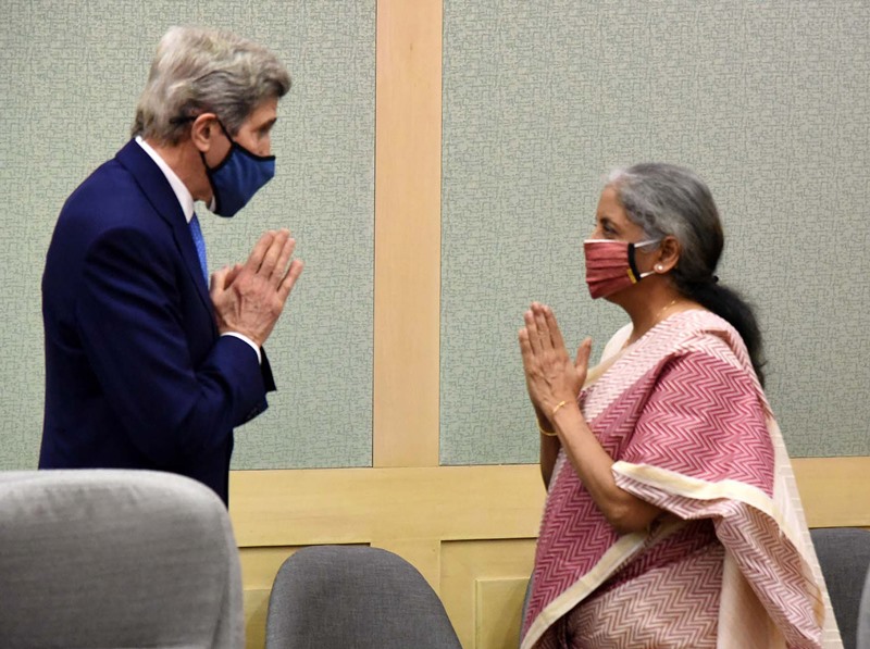 US Special Presidential Envoy for Climate, John Kerry meets Nirmala Sitharaman in New Delhi