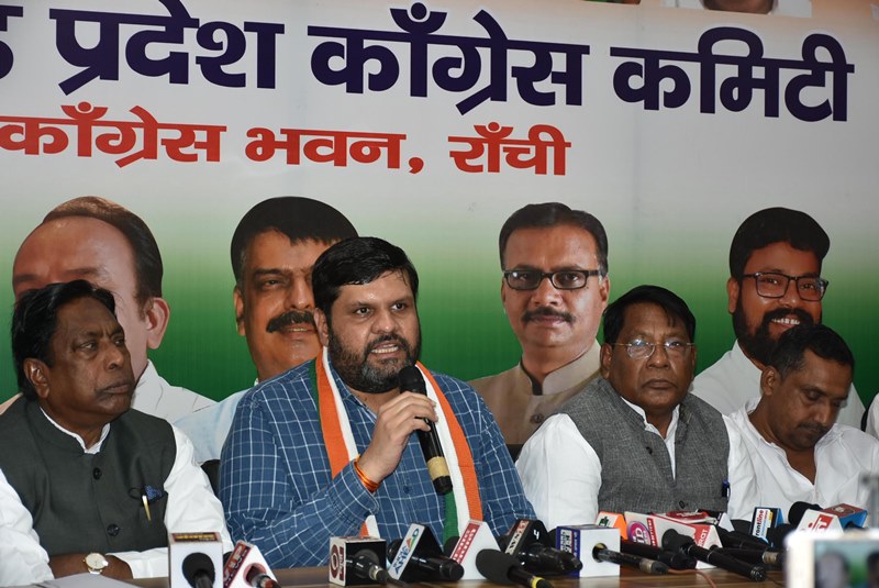 Congress addresses press conference against fuel prices in Ranchi