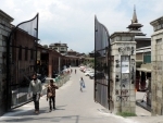 A view of Srinagar's Jamia Masjid Complex which remained closed for Friday prayers due to Covid19