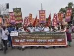 Members of All India Kisan Sangharsh Coordination Committee taking out protest march