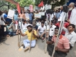 AISA activists and CPI-ML MLAs on dharna outside Bihar School Examination Board office