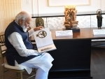 Glimpse of PM Modi reviewing artifacts and antiquities which he is bringing back to India from US
