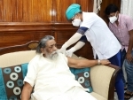 Former Jharkhand Chief Minister Shibu Soren takes Covid-19 vaccine in Ranchi