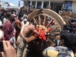 Carpenters fixe axle of three chariots of Lor Jagannath's chariot