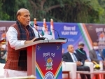 Rajnath Singh addressing gathering after interacting with Indian war veterans in Delhi