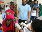 Beneficiaries receving Covid-19 vaccinations in Parayagraj