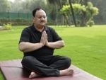 BJP National President J P Nadda performing Yoga