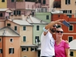 A couple take selfie in Italy