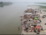 Hindu devotees taking dip in the Ganges on the occasion of purnima.