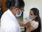 A woman receiving Covid19 vaccine in Hyderabad