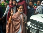 Mamata Banerjee on way to Guwahati shows victory sign after party's victory in KMC polls in Kolkata