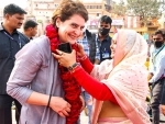 Priyanka Gandhi being welcomed in Chitrakoot