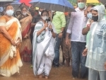 West Bengal Chief Minister Mamata Banerjee surveying flood affected areas