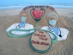 Sand art on National Doctors’ Day