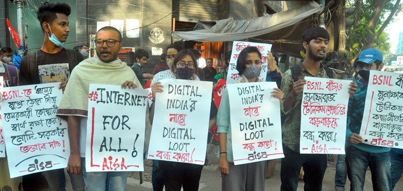 AISA activists stage protest against TRAI in Kolkata