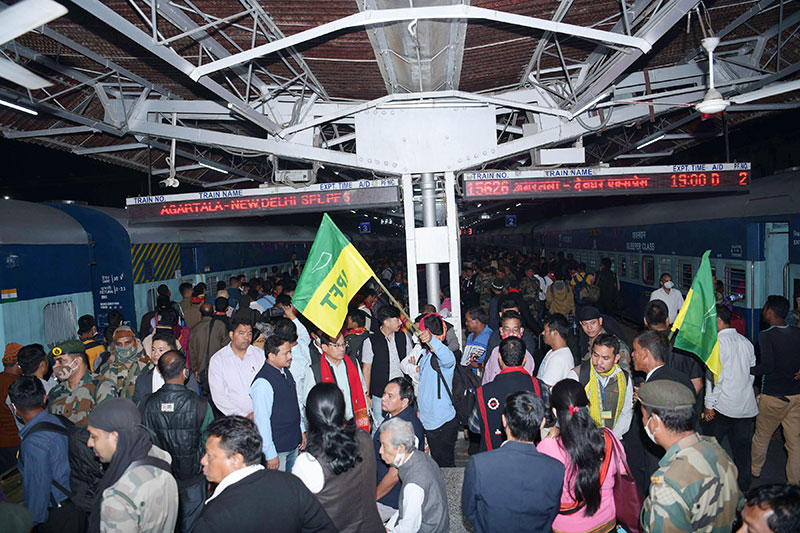 IPFT supporters in Tripura gather at Agartala station