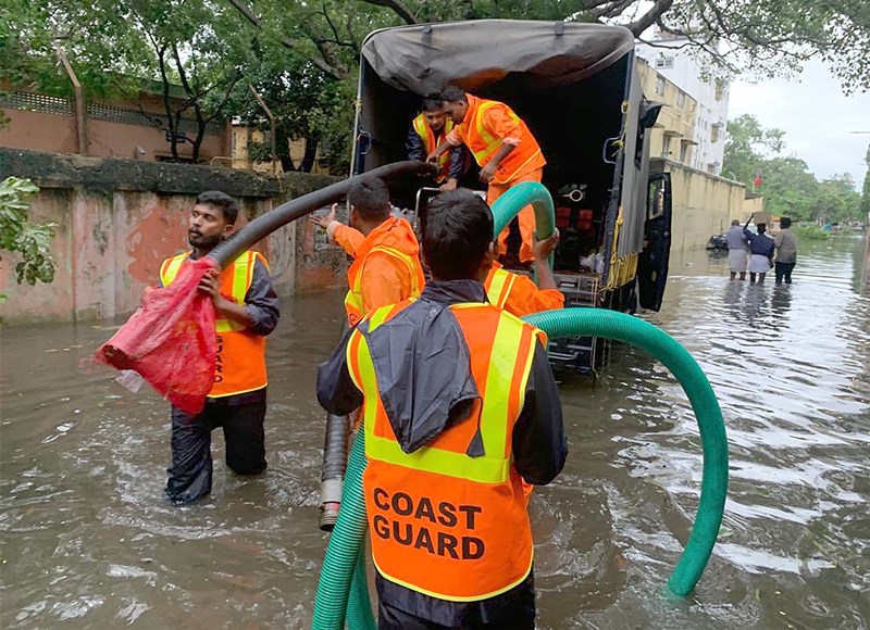 NDRF teams rescue stranded people from inundated areas in Chennai