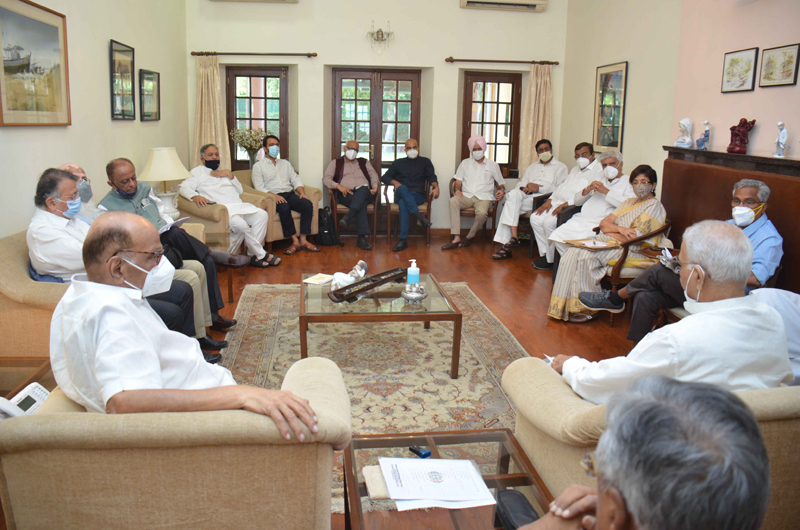 Opposition party leaders participating at a meeting called by Yashwant Sinha
