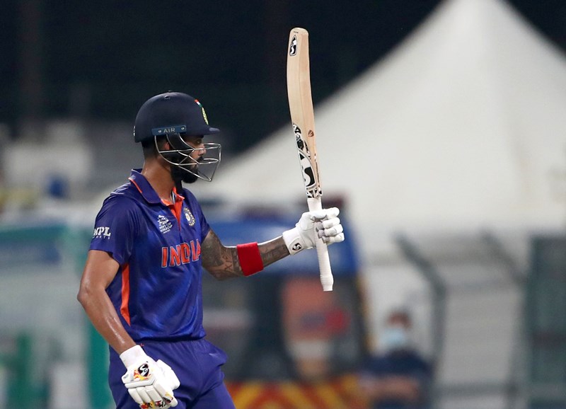 KL Rahul celebrates half-century against Afghanistan in ICC T20 World Cup at Sheikh Zayed Stadium in Abu Dhabi