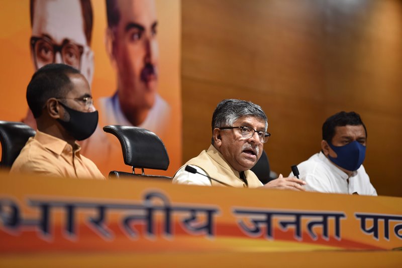 BJP leader Ravishankar Prasad addresses press conference