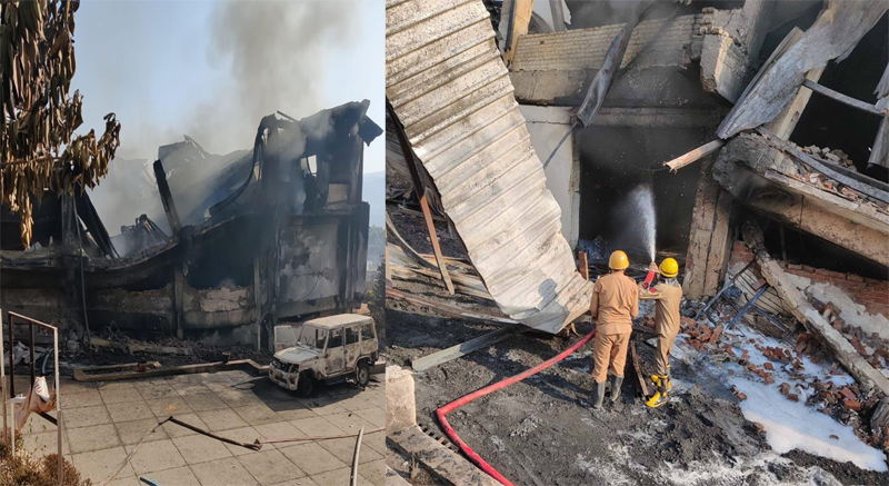 J&K: Firefighters try to douse flame at Udhampur pesticide factory