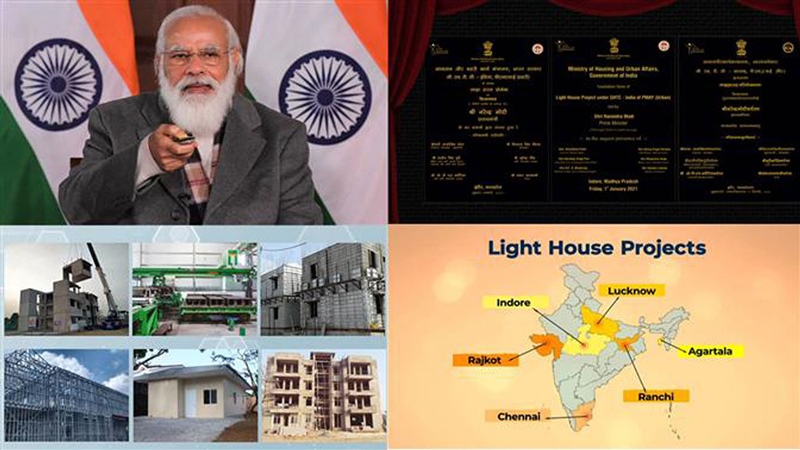 PM Modi addresses at the foundation stone laying ceremony of Light House projects across six states