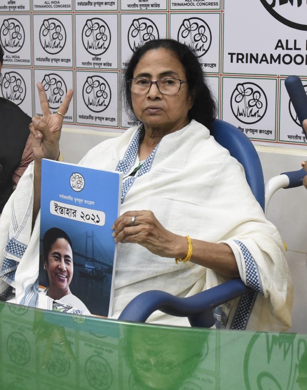 TMC chief Mamata Banerjee releasing poll manifesto in Kolkata