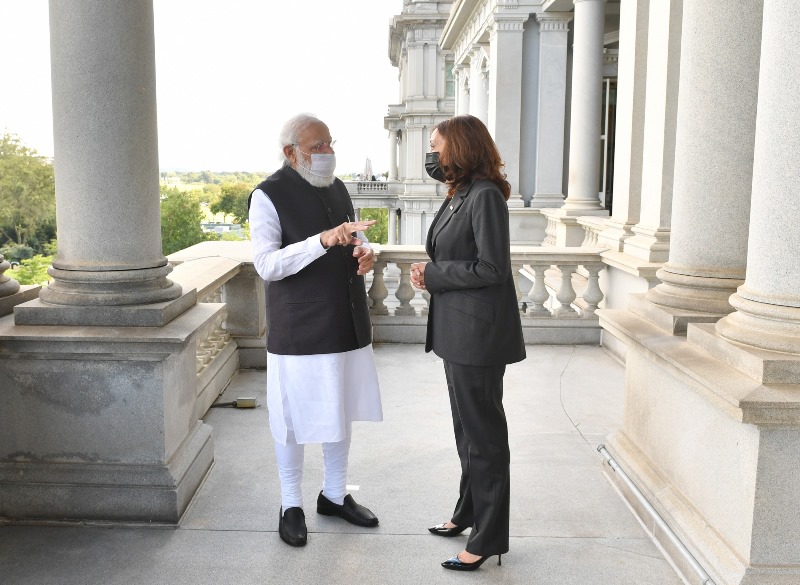 PM Modi in USA, meets Kamala Harris