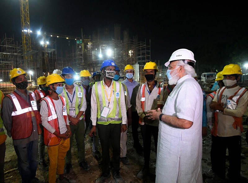 PM Modi inspecting the construction site of new Parliament building 