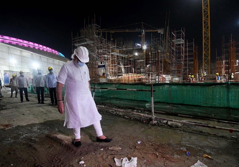 PM Modi inspecting the construction site of new Parliament building 