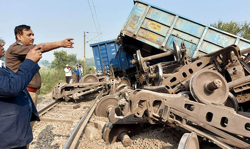 Goods train derails in UP's Shri Krishnanagar