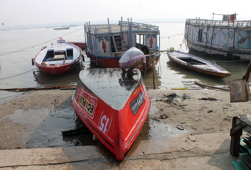 View of the banks of river Ganga in Varanasi