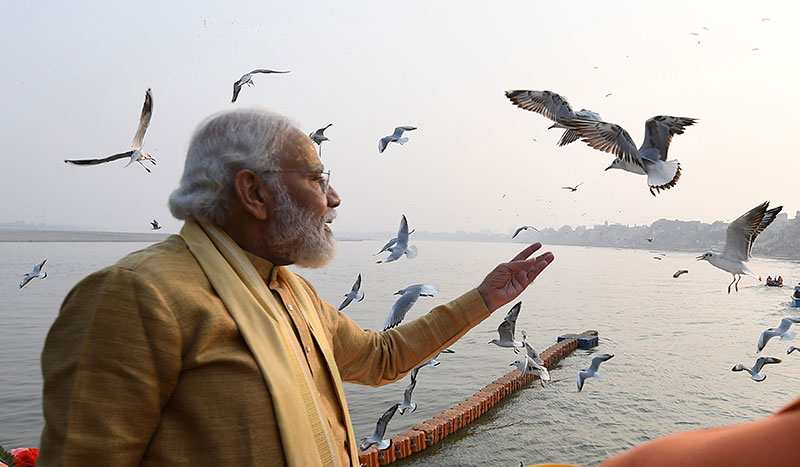 PM Modi, Adityanath enjoying boat ride on Ganges during Varanasi visit