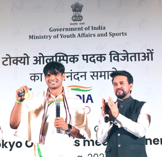 India’s Olympic Medalists receive hero’s welcome, felicitated by Anurag Thakur
