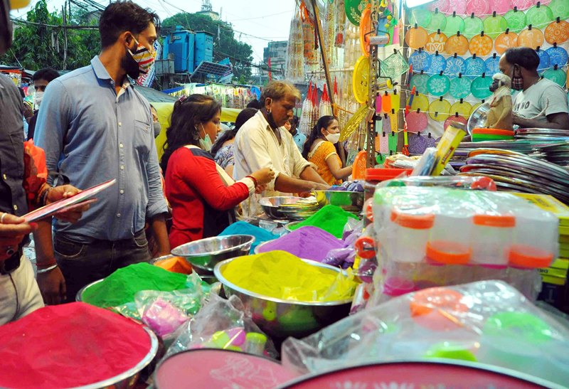 Glimpse of people buying decorative lights ahead of Diwali in Kolkata