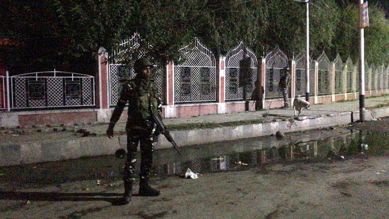 J&K Police inspect spot at Srinagar's Eidgah area where militants shot dead vendor