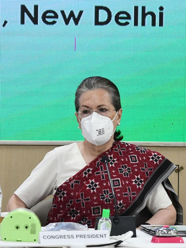 Sonia Gandhi at CWC meeting in New Delhi