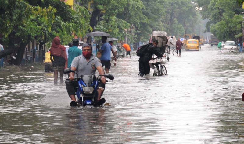 Glimpses of waterlogged roads after heavy rains in Kolkata