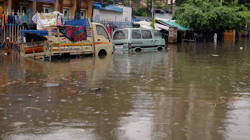 Glimpses of waterlogged roads after heavy rains in Kolkata
