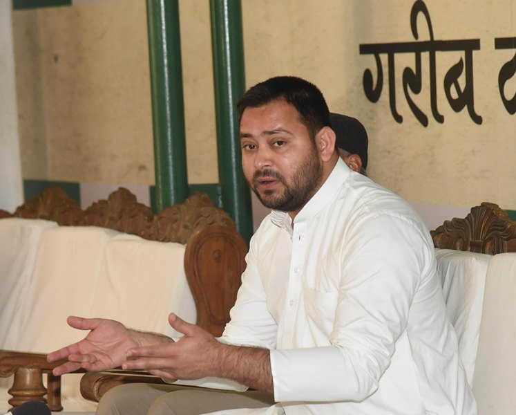 Tejashwi Yadav addresses press conference in Patna