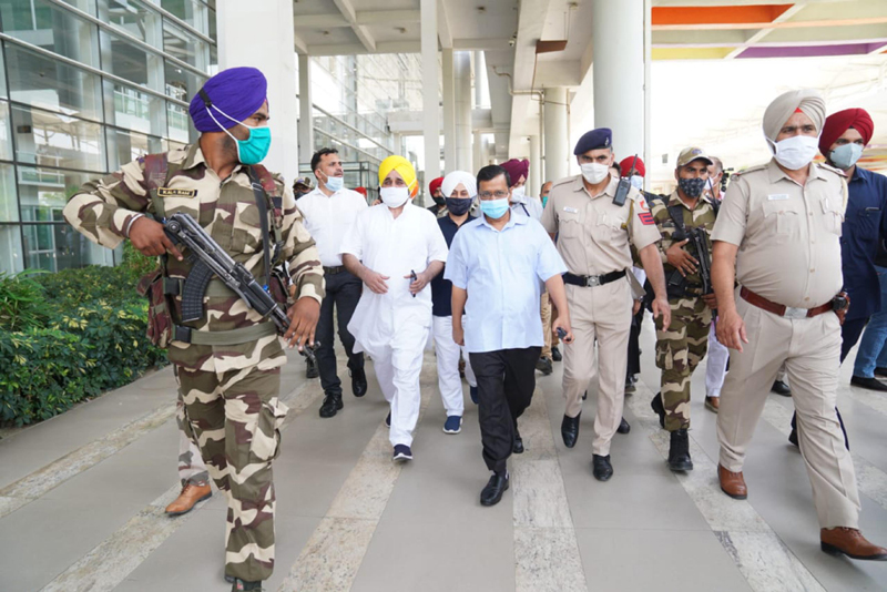Arvind Kejriwal arrives at Chandigarh Airport