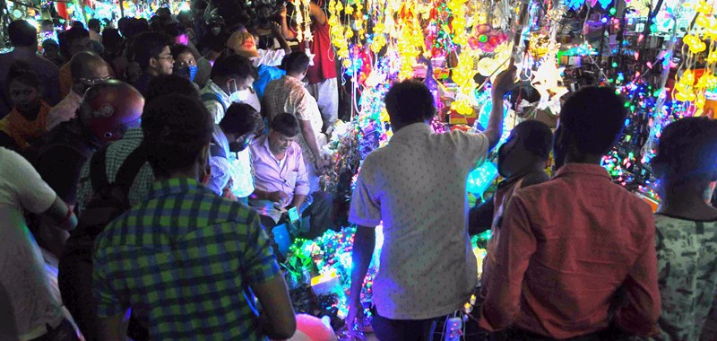 Glimpse of people buying decorative lights ahead of Diwali in Kolkata