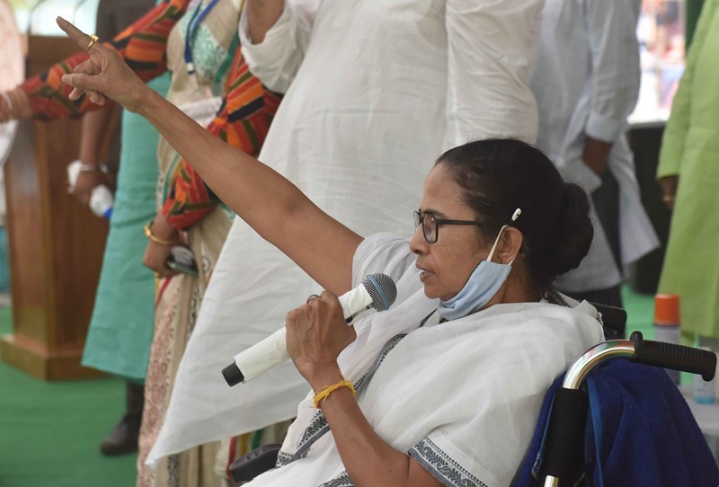 West Bengal Chief Minister Mamata Banerjee addresses election rally in Bankura district of West Bengal